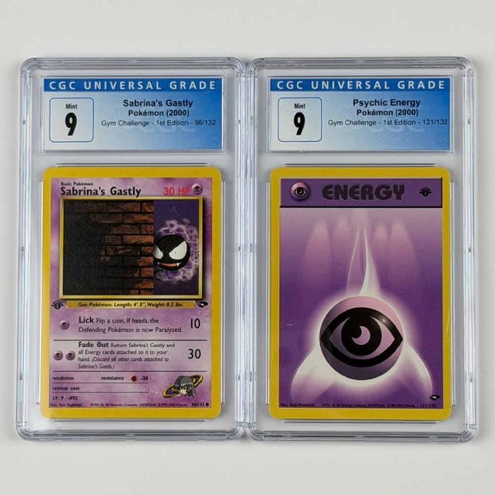 Pokemon Sabrina's Gastly 96/132 + Psychic Energy 1st Ed CGC 9 Gym Challenge 2000